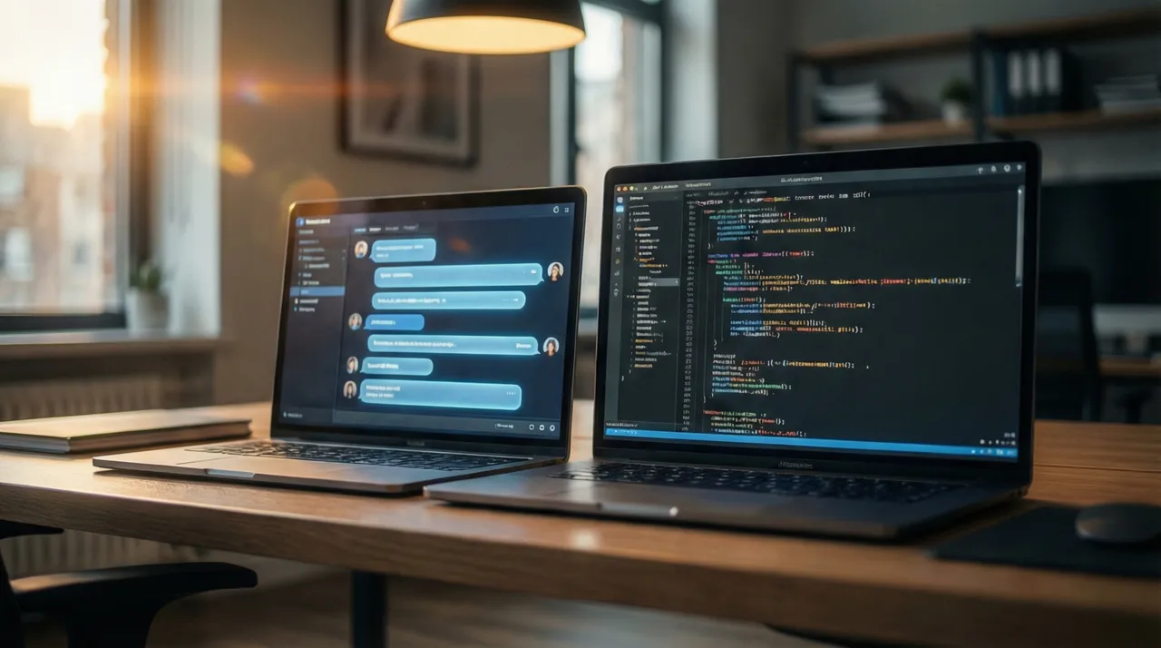 Calmly balanced chat panel and code editor