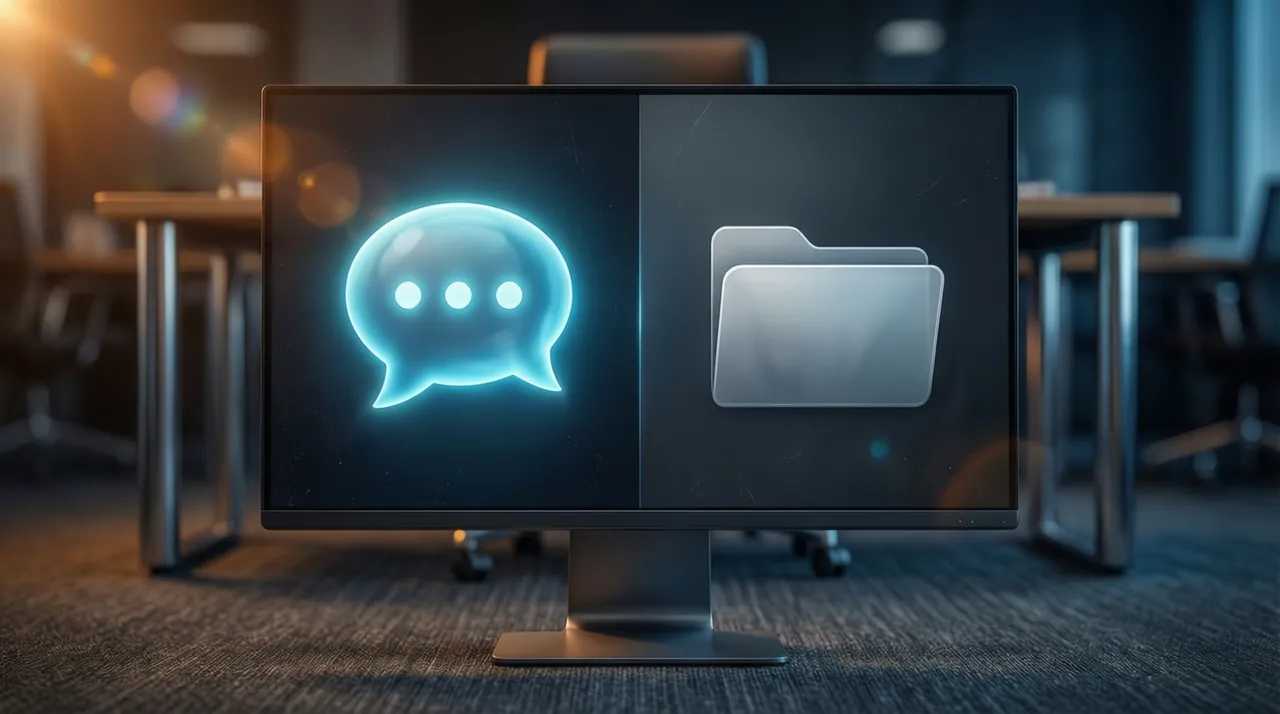 Chat icon next to a repository folder icon on the screen