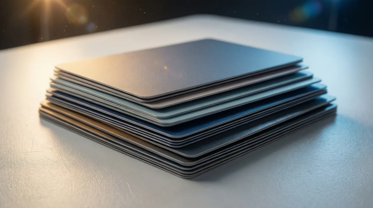 Several pricing tier cards neatly stacked on a desk