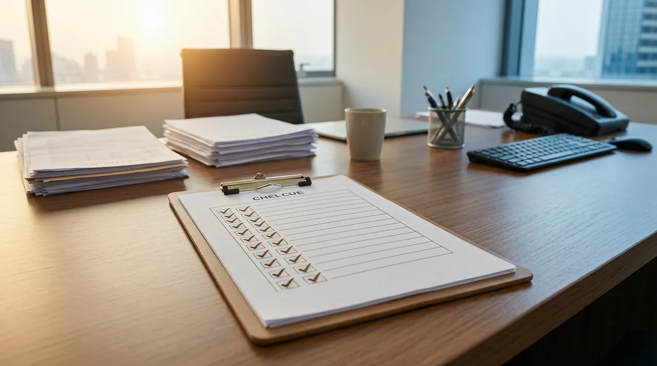 Fully completed checklist on a neat desk