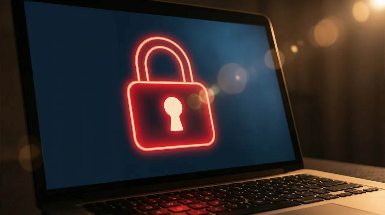 Blocked credit card icon on a laptop screen