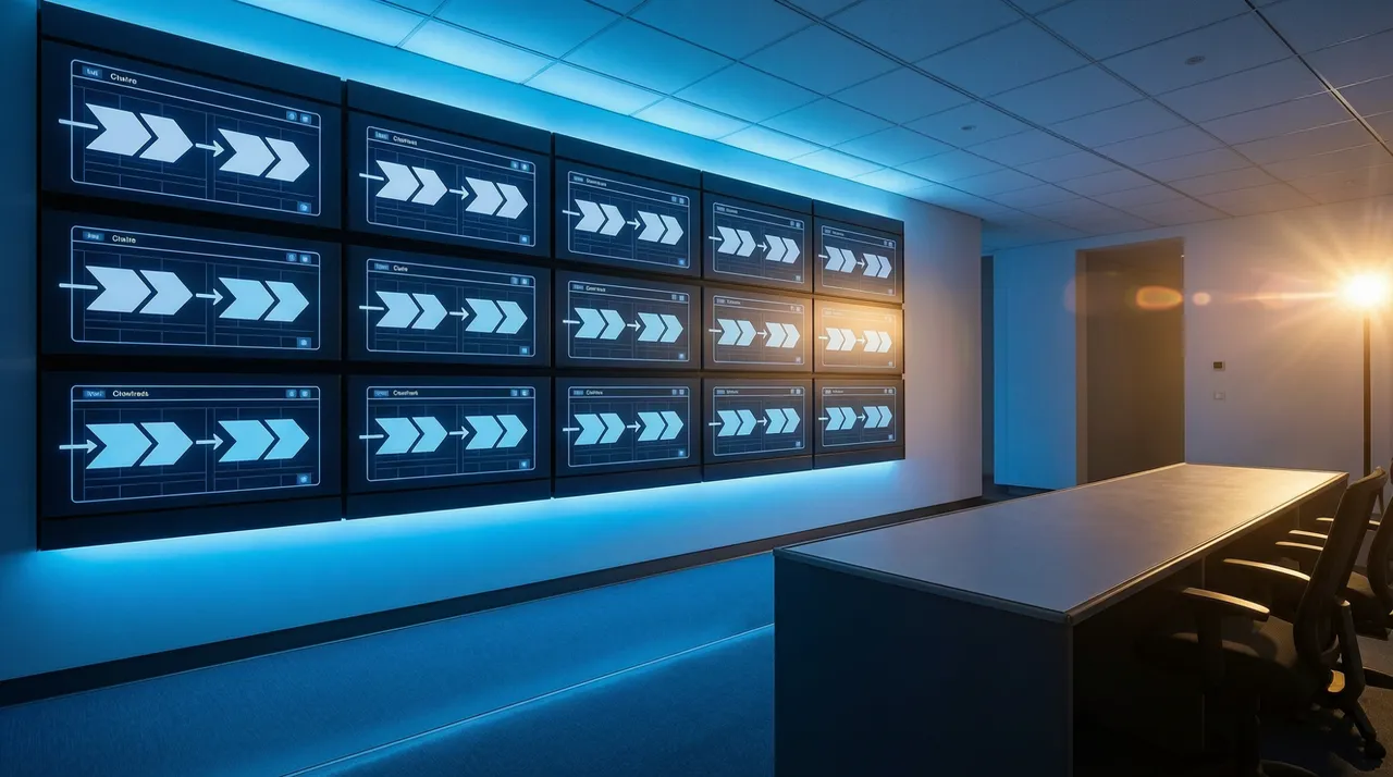 Calm control room with a steady flow of processes