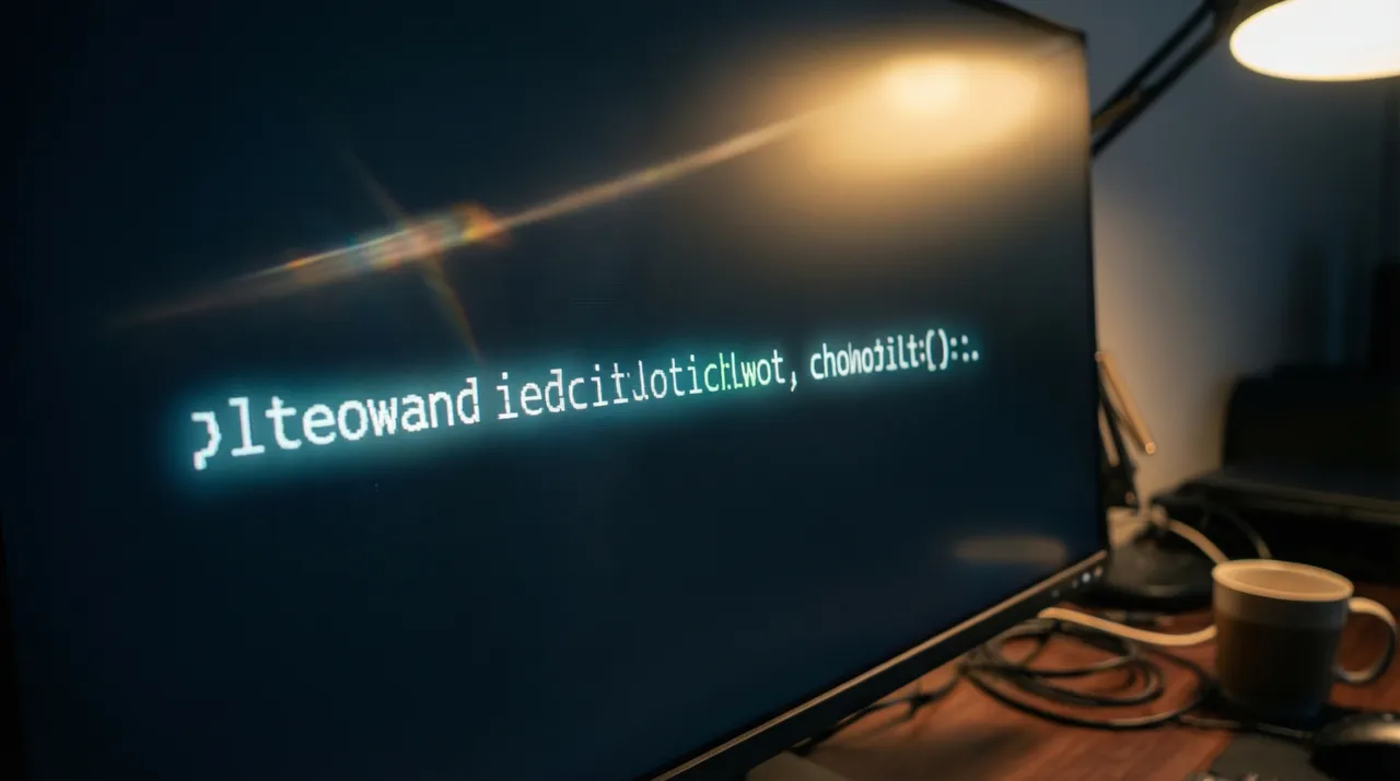 A single neat line of code on a calm screen