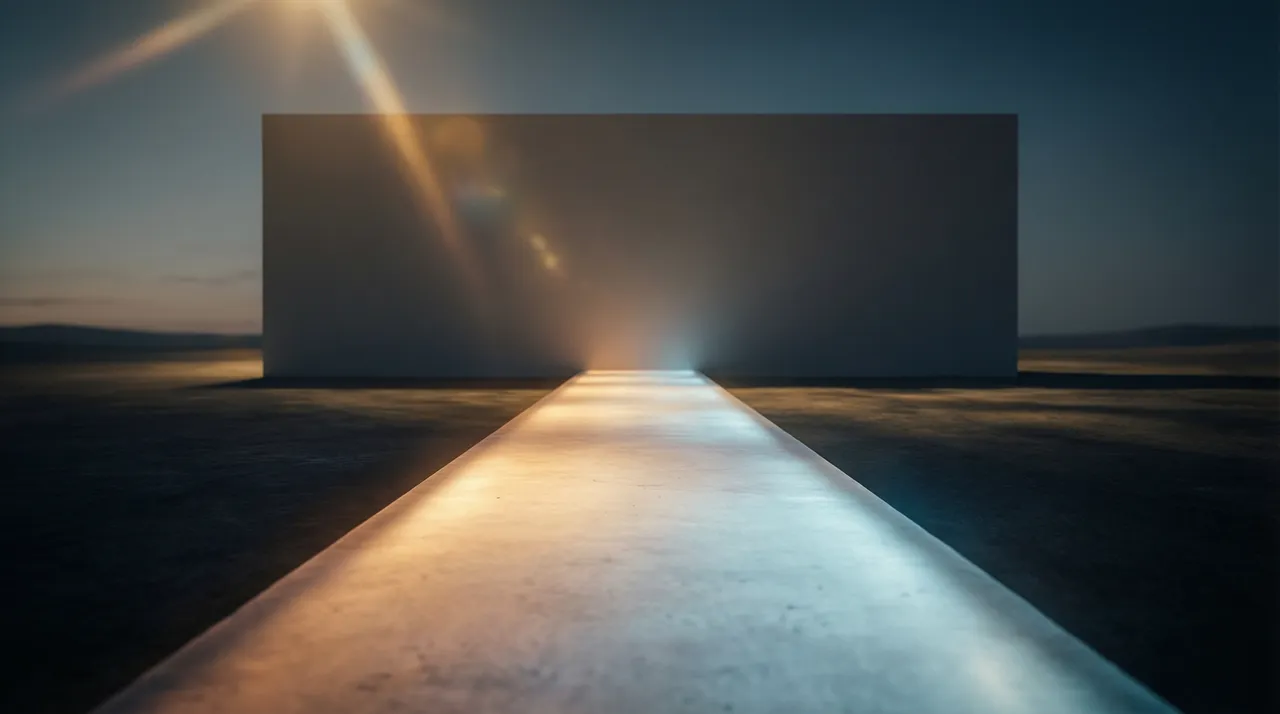 A smooth, glowing path running into a solid wall