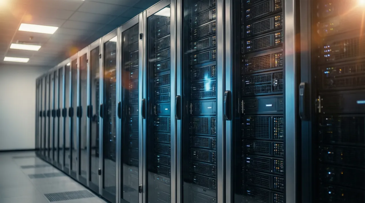 A neat, even row of server racks with accurate, up-to-date price tags